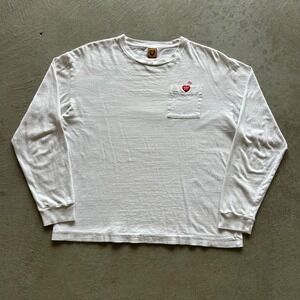 Human Made Long Sleeve Pocket Shirt Size Medium White Heart Logo Nigo Japan Made